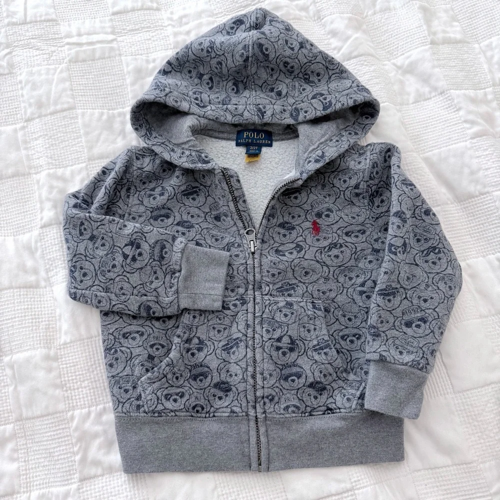 Ralph Lauren Toddler Bear Print Zip hoodie jacket 2T